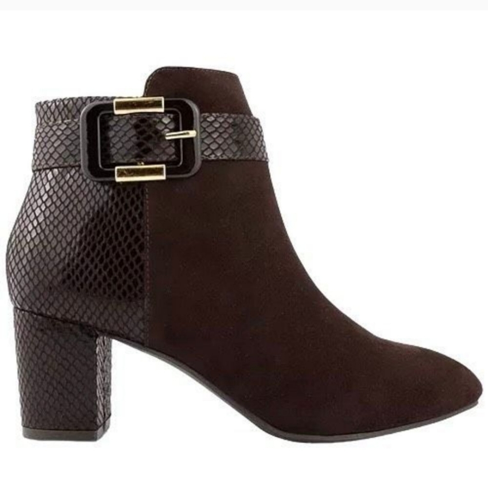 KAREN SCOTT Ivyy Mixed Media Chocolate  Booties